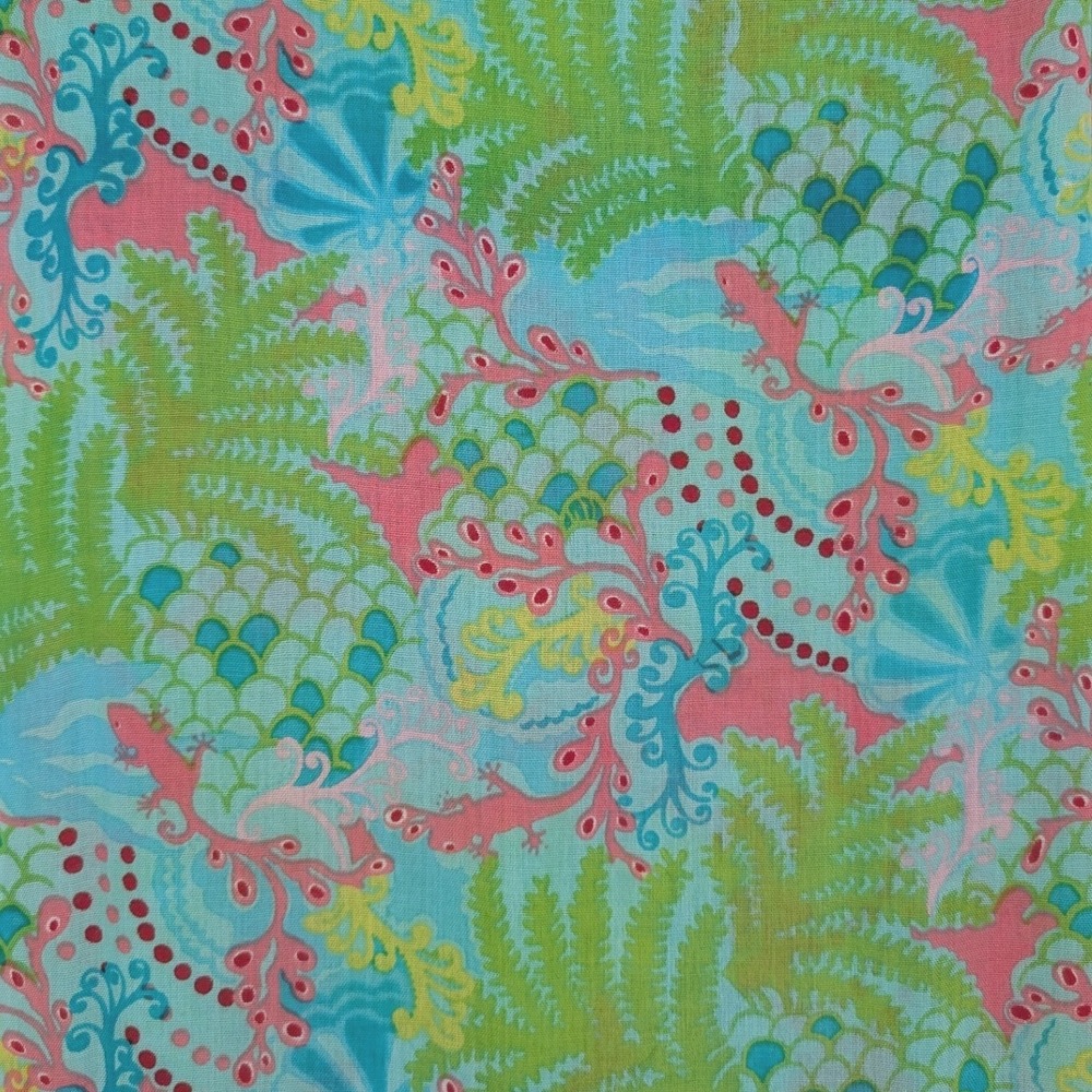 Lilly Pulitzer Scarf Sarong Womens OS Blue Green Pink Under the Sea Gecko Resort - Picture 4 of 8